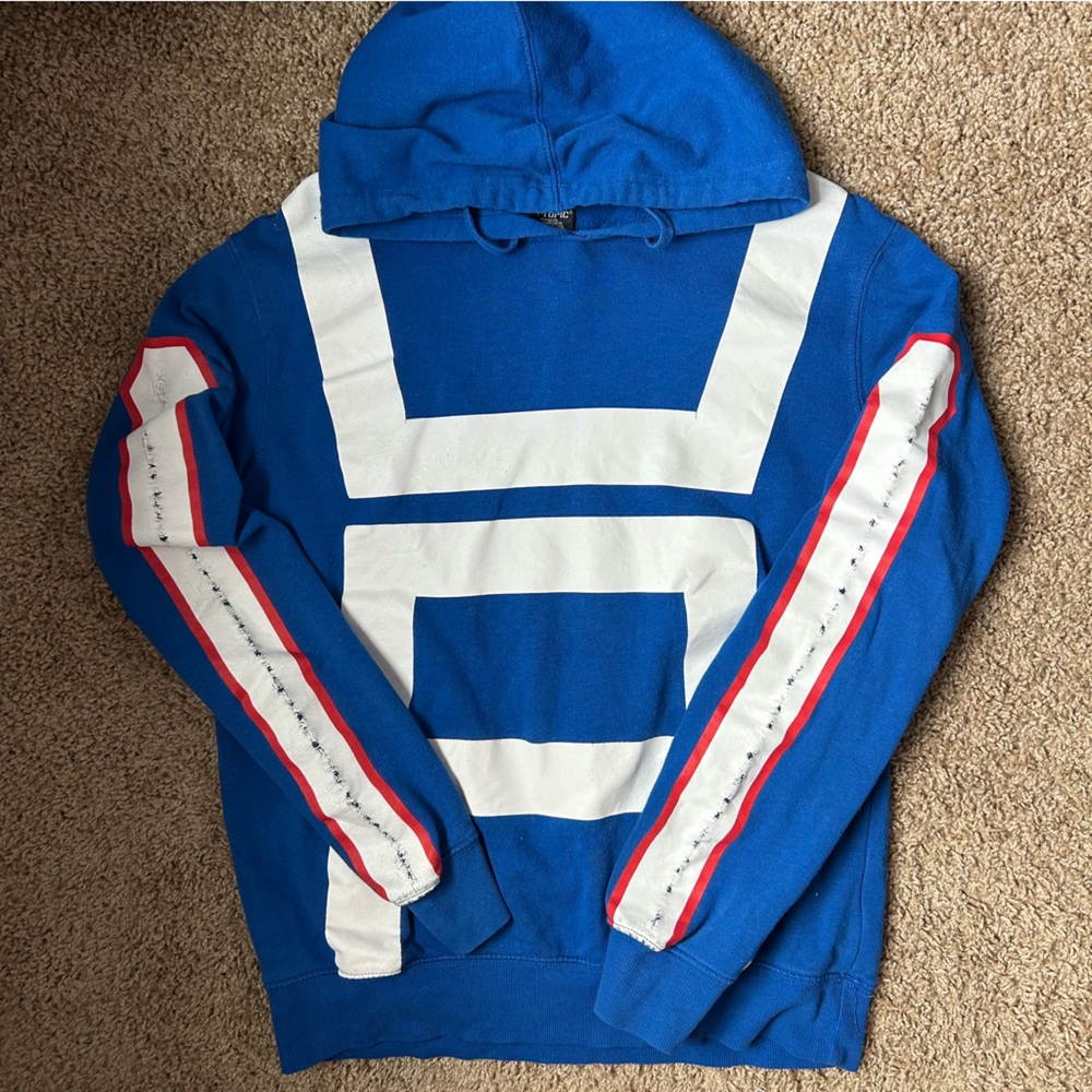 Unisex My Hero Academia Hot Topic Blue & White Hoodie Size S |D57